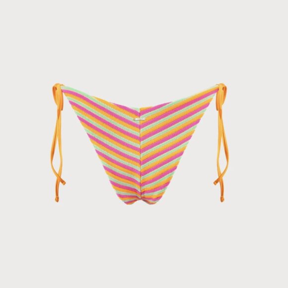 Berlook Plush Texture Stripe Halter Bikini Top and bottom - Picture 12 of 16
